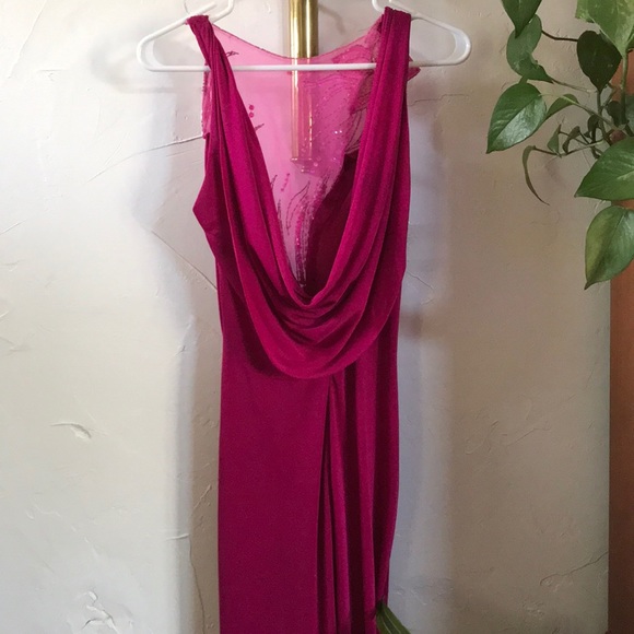 COPY - Vintage fuschia Climax dress, sequins, back drape - Picture 8 of 8